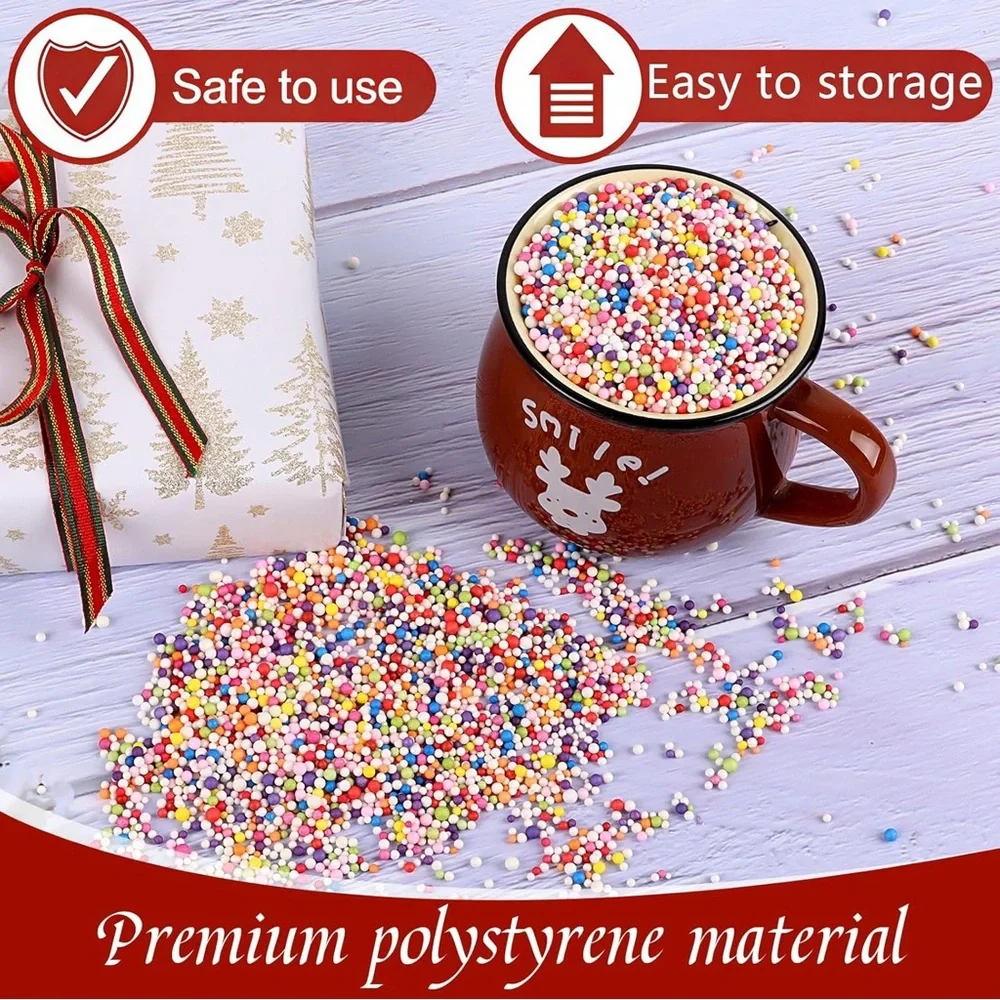 80000 Colorful Foam Balls Beads Polystyrene Filler DIY Slime Craft Vase Decor